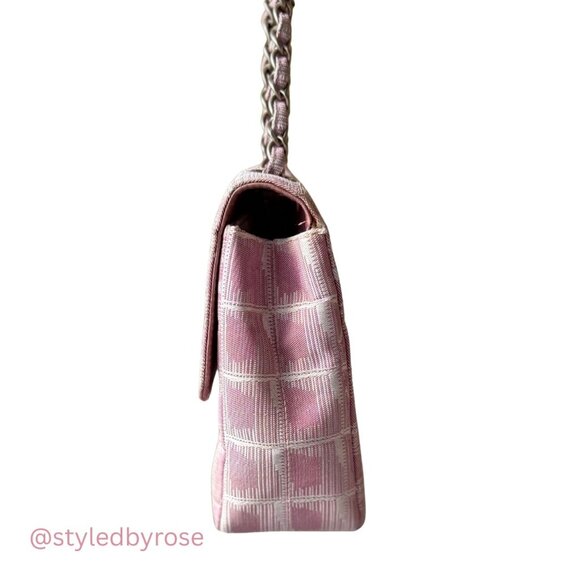 VINTAGE Authentic Chanel Pink Medium Nylon Travel Line Flap Bag - Picture 7 of 14